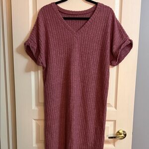SHEIN | Vneck Ribbed Midi Dress size Large